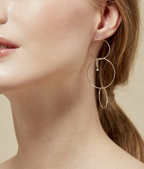 ルースダイヤセッティングループピアス/A(K18YG)