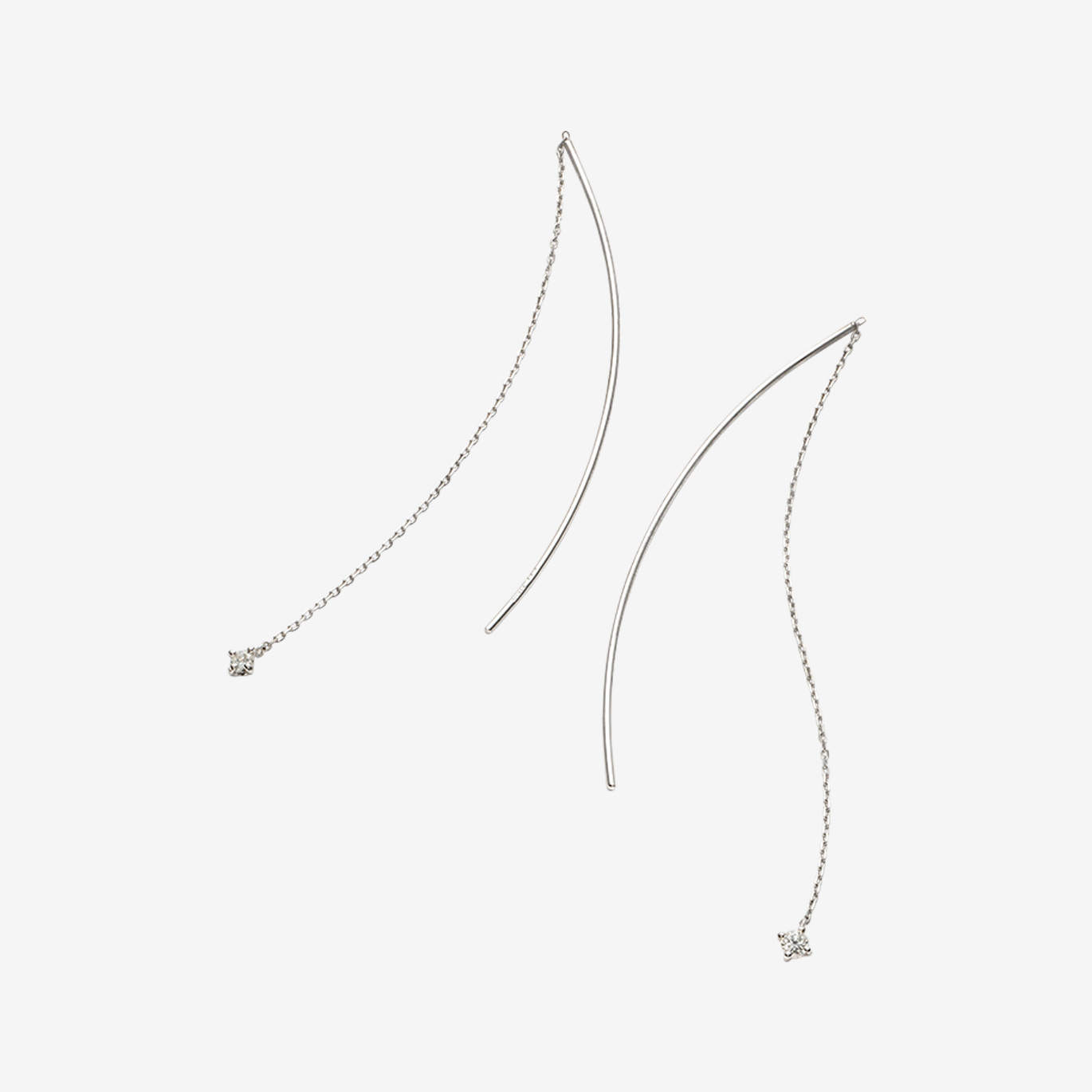 【オーダー商品】’ノート’ダイヤモンドスレッドスルーピアス(K10WG)／納期約２ヶ月