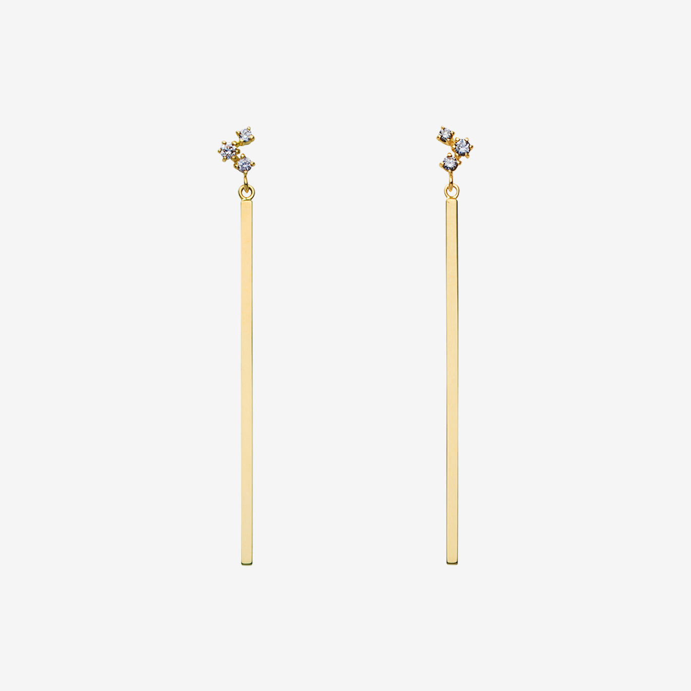 トリプルダイヤシングルバーピアス(K10YG)