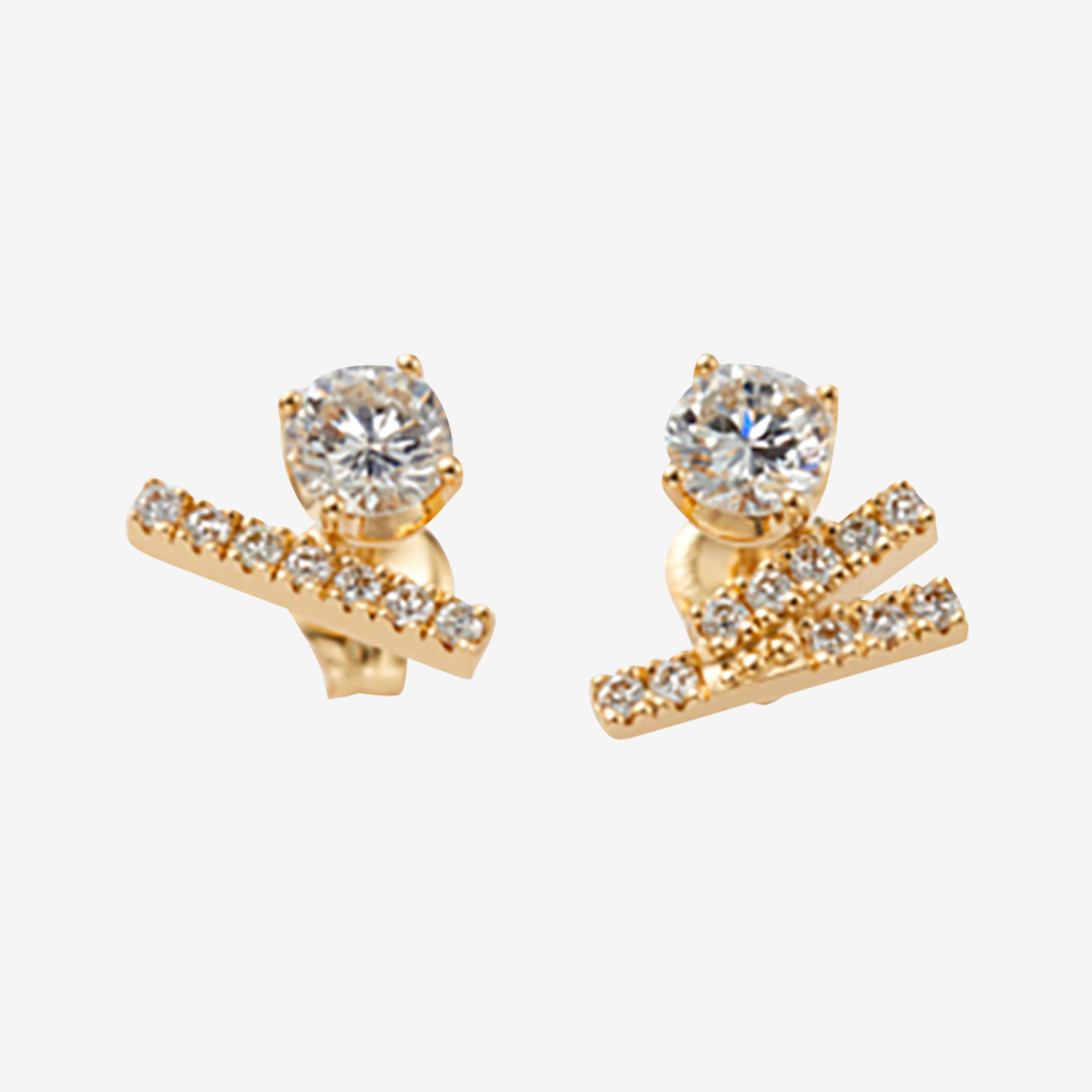 パヴェバーセットオフソリテールダイヤモンドピアス(K18YG)