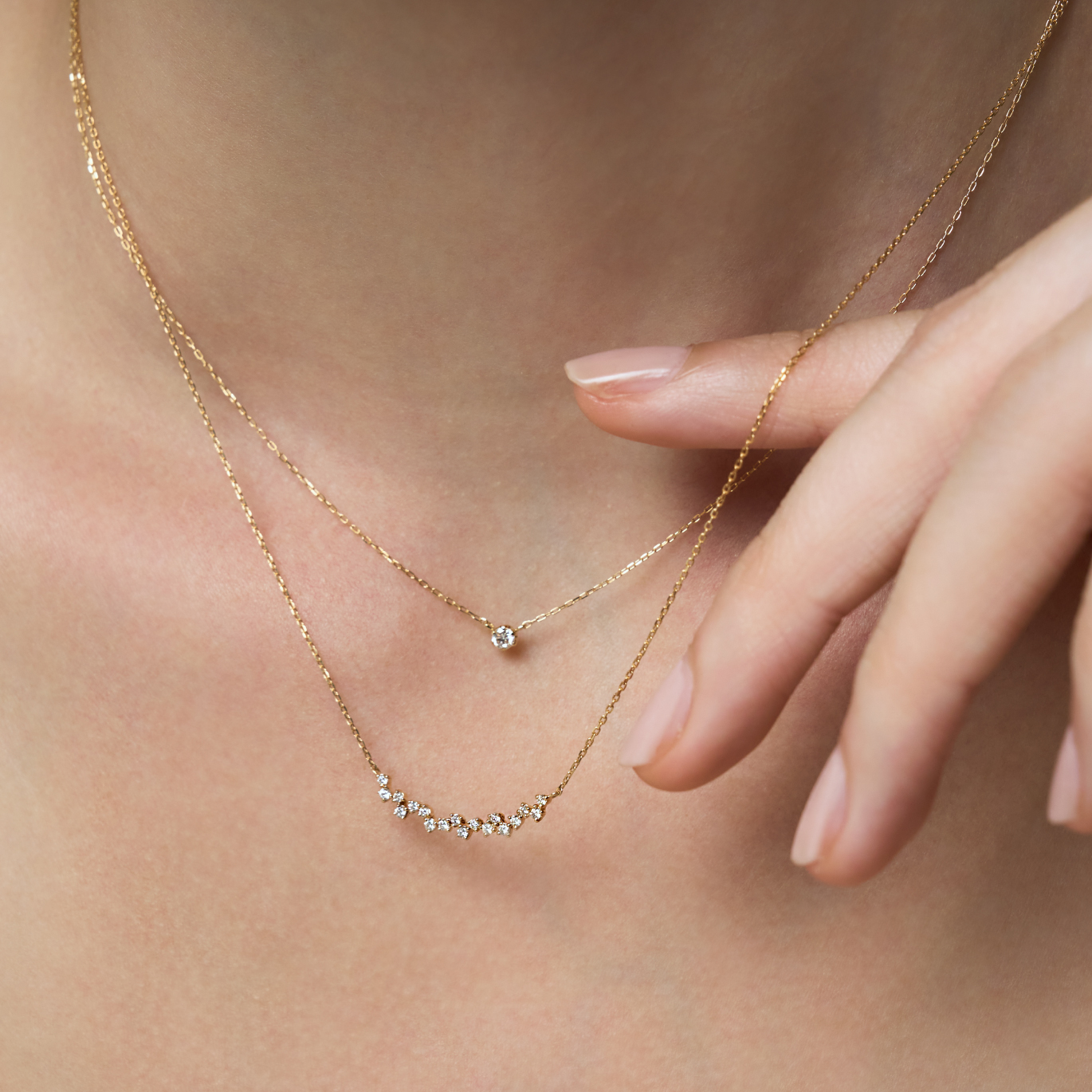 ‘マ ジョリ’ ダイヤモンドネックレス 0.06ct(K18YG)